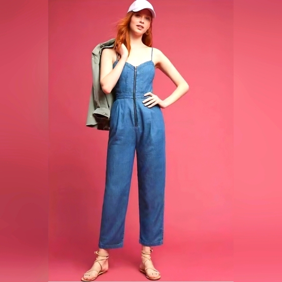 Anthropologie Pilcro and The Letterpress Denim Zip-Front Jumpsuit